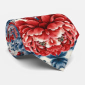 Patriottische Rood Blauw Witte Bloem (9) Stropdas (Opgerold)
