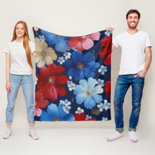 Patriottische Rood Blauw Witte Bloemstuk (9) Fleece Deken