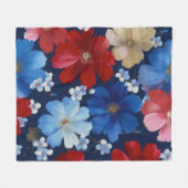 Patriottische Rood Blauw Witte Bloemstuk (9) Fleece Deken (Voorkant (Horizontaal))