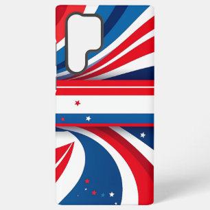 Patriottische rood-blauwe en witte golven met ster samsung galaxy hoesje