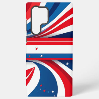 Patriottische rood-blauwe en witte golven met ster samsung galaxy hoesje