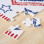 Patriottische rood blauwe stam, Amerikaanse symbol Legpuzzel (Zijkant)