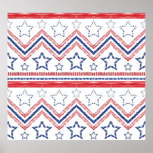 Patriottische rood blauwe stam, Amerikaanse symbol Poster