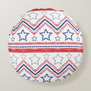 Patriottische rood blauwe stam, Amerikaanse symbol Rond Kussen