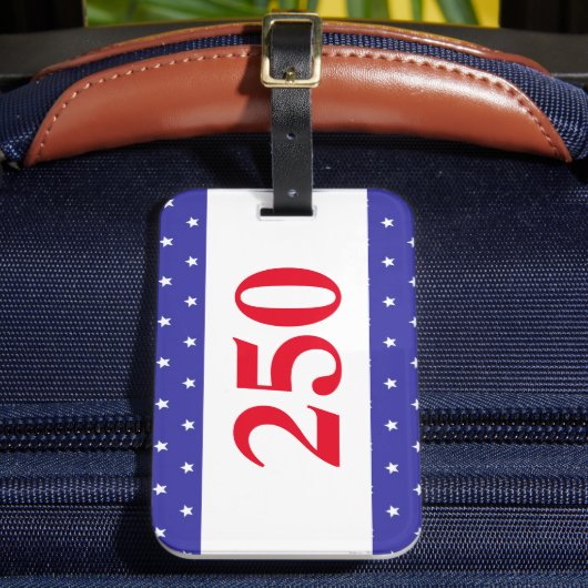 Patriottische Rood Wit & Blauw 250 Knop Bagagelabel (Voorkant Insitu 2)