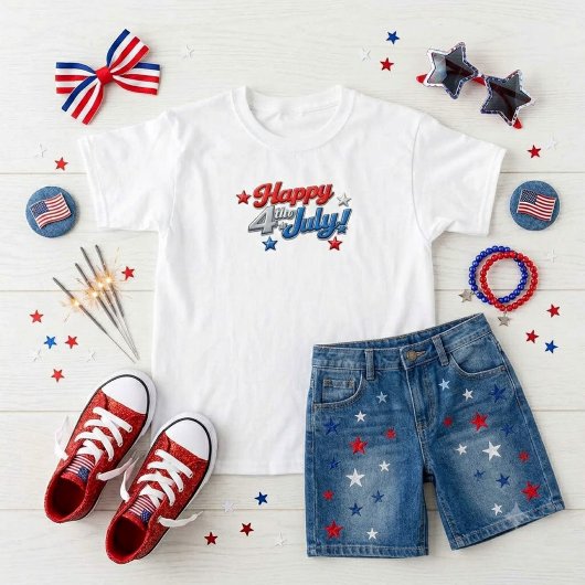 Patriottische Rood Wit Blauw 4 juli T-shirt