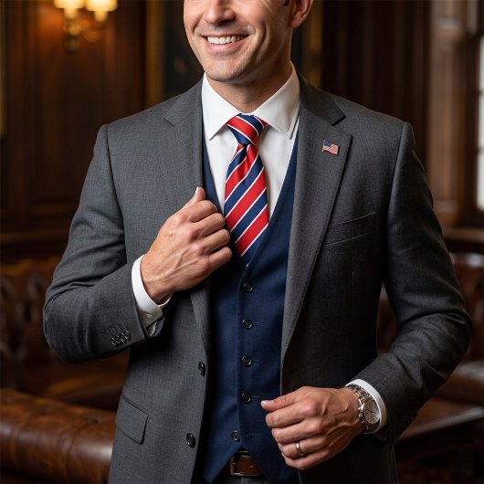Patriottische Rood Wit & Blauw 4e Juli Gestreept Stropdas