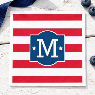 Patriottische Rood Wit Blauw Aangepaste Monogram B Servet