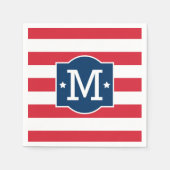 Patriottische Rood Wit Blauw Aangepaste Monogram B Servet (Voorkant)