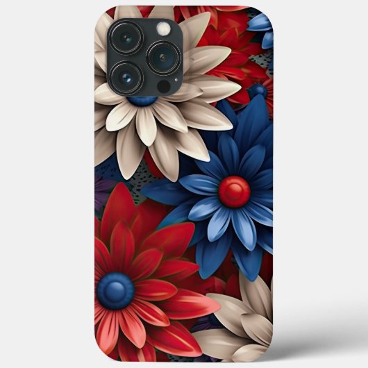 PATRIOTTISCHE ROOD WIT BLAUW AMERIKAANSE BLOEMEN Case-Mate iPhone CASE (Achterkant)