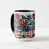 PATRIOTTISCHE ROOD WIT BLAUW AMERIKAANSE BLOEMEN I MOK (Voorkant links)