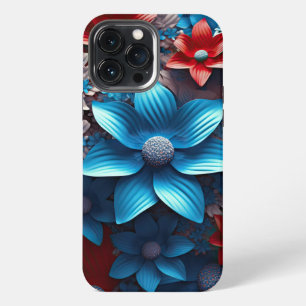 PATRIOTTISCHE ROOD WIT BLAUW AMERIKAANSE BLOEMEN iPhone 13 PRO MAX HOESJE