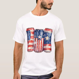 PATRIOTTISCHE ROOD WIT BLAUW BIER BLIKKEN T-SHIRT
