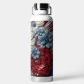 PATRIOTTISCHE ROOD WIT BLAUW BLOEMEN VLAGGEN WATERFLES (Achterkant)