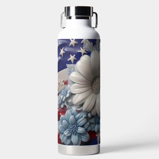 PATRIOTTISCHE ROOD WIT BLAUW BLOEMEN VLAGGEN WATERFLES (Voorkant)