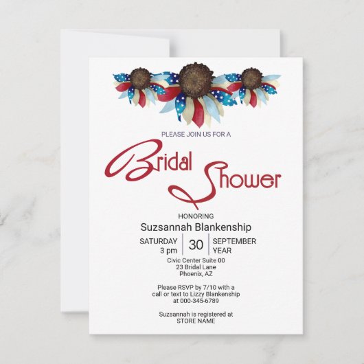 Patriottische Rood Wit Blauw Bovenste Rand Halve B Kaart (Voorkant)