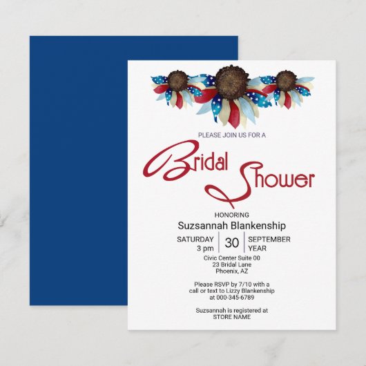 Patriottische Rood Wit Blauw Bovenste Rand Halve B Kaart (Voorkant / Achterkant)