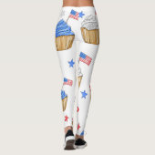 Patriottische Rood Wit Blauw Cupcake Vlag Ster Wor Leggings (Achterkant)