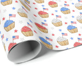 Patriottische Rood Wit Blauw Cupcake Vlag Sterren Cadeaupapier (Rol Hoek)