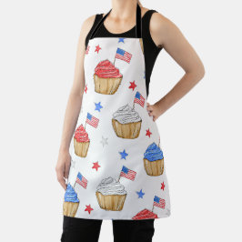 Patriottische Rood Wit Blauw Cupcake Vlag Sterren  Schort