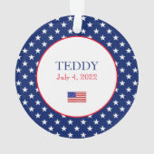 Patriottische Rood Wit Blauw Fotonaam DATUM Aanden Ornament (achterkant)