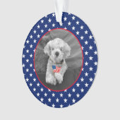 Patriottische Rood Wit Blauw Fotonaam DATUM Aanden Ornament (voorkant)