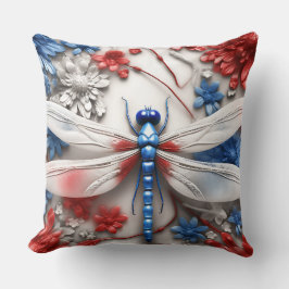 PATRIOTTISCHE ROOD WIT BLAUW LIBELLEN & BLOEMEN KUSSEN