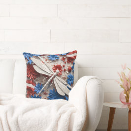 PATRIOTTISCHE ROOD WIT BLAUW LIBELLEN & BLOEMEN KUSSEN