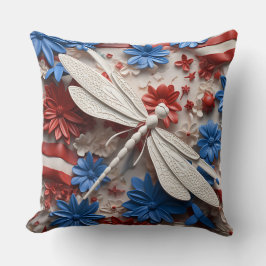 PATRIOTTISCHE ROOD WIT BLAUW LIBELLEN & BLOEMEN KUSSEN