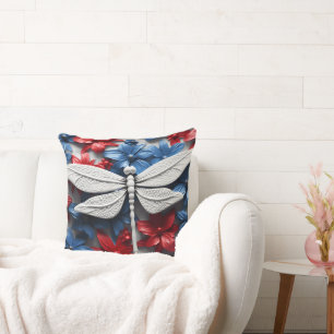 PATRIOTTISCHE ROOD WIT BLAUW LIBELLEN & BLOEMEN KUSSEN