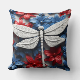 PATRIOTTISCHE ROOD WIT BLAUW LIBELLEN & BLOEMEN KUSSEN