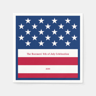 Patriottische Rood Wit & Blauw Old Glory Cocktail Servet