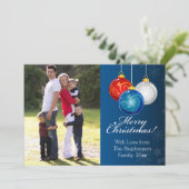 Patriottische Rood Wit Blauw Ornamenten Kerstmis F Feestdagenkaart (Staand voorkant)