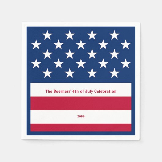 Patriottische Rood Wit & Blauw Oude Glorie Cocktai Servet (Voorkant)