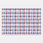 Patriottische Rood Wit Blauw Plaid Complementaire  Inpakpapier Vel (Voorkant 3)