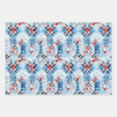 Patriottische Rood Wit Blauw Plaid Complementaire Inpakpapier Vel (Voorkant 2)