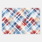 Patriottische Rood Wit Blauw Plaid Complementaire Inpakpapier Vel (Voorkant)