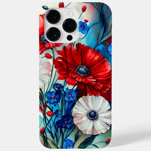 PATRIOTTISCHE ROOD WIT BLAUW POPPY BLOEMEN Case-Mate iPhone CASE (Achterkant)