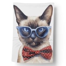 PATRIOTTISCHE ROOD WIT BLAUW SIAMESE KAT MET BRIL
