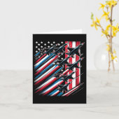 Patriottische Rood Wit Blauw USA Flag Fighter Jets Kaart (Gele Bloem)