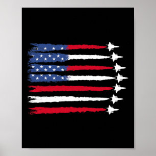 Patriottische Rood Wit Blauw USA Flag Fighter Jets Poster