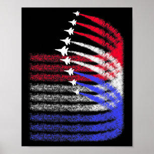 Patriottische Rood Wit Blauw USA Flag Fighter Jets Poster