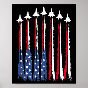 Patriottische Rood Wit Blauw USA Flag Fighter Jets Poster