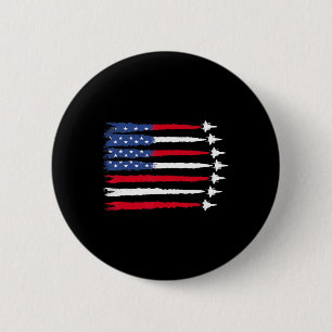 Patriottische Rood Wit Blauw USA Flag Fighter Jets Ronde Button 5,7 Cm