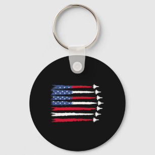 Patriottische Rood Wit Blauw USA Flag Fighter Jets Sleutelhanger