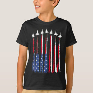 Patriottische Rood Wit Blauw USA Flag Fighter Jets T-shirt