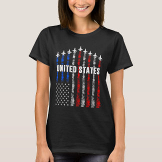 Patriottische Rood Wit Blauw USA Flag Fighter Jets T-shirt