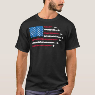 Patriottische Rood Wit Blauw USA Flag Fighter Jets T-shirt