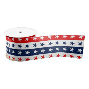 Patriottische Rood, Wit & Blauw USA Stars & Stripe Satijnen Lint