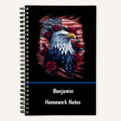 Patriottische Rood Wit Blauw USA Vlag Adelaar en R Notitieboek (Voorkant)